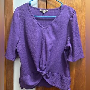 Purple Twist-Front Blouse by